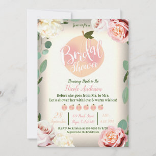 Invitation PÊCHE SUAVE Charme Floral Sudiste pour une Fête de