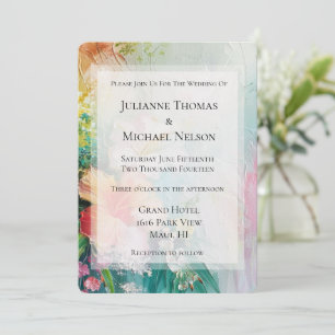 Invitation Pêche tropicale Hibiscus blanc Mariage floral