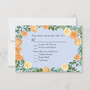 Invitation Pêcher bleu clair Mariage Roses Floral