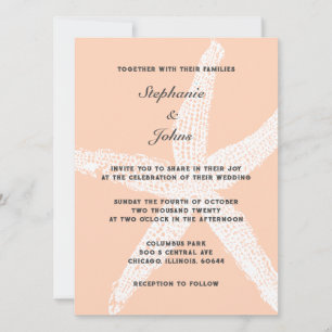 Invitation Pêcher Fuzz Grand Starfish Plage tropicale Mariage