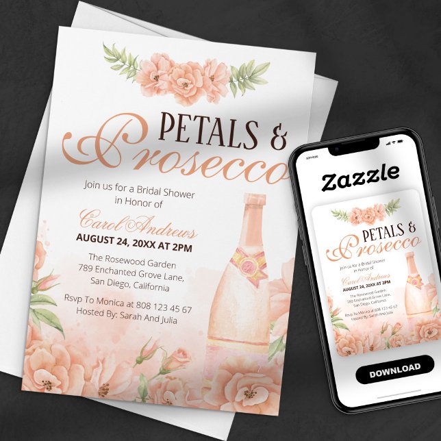 Invitation Pêcher les pétales floraux et la Fête des mariées  (Créateur téléchargé)