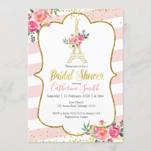 Invitation Pêcher Paris Floral Fête des mariées romantique