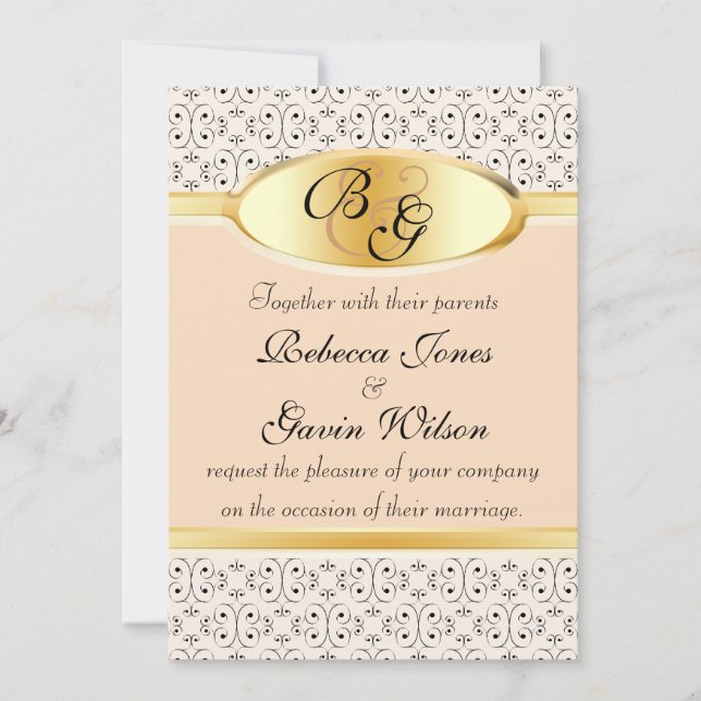 Invitation Pêches et collection crème de mariage (Devant)