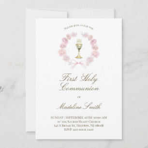 Invitation pécule rose première communion