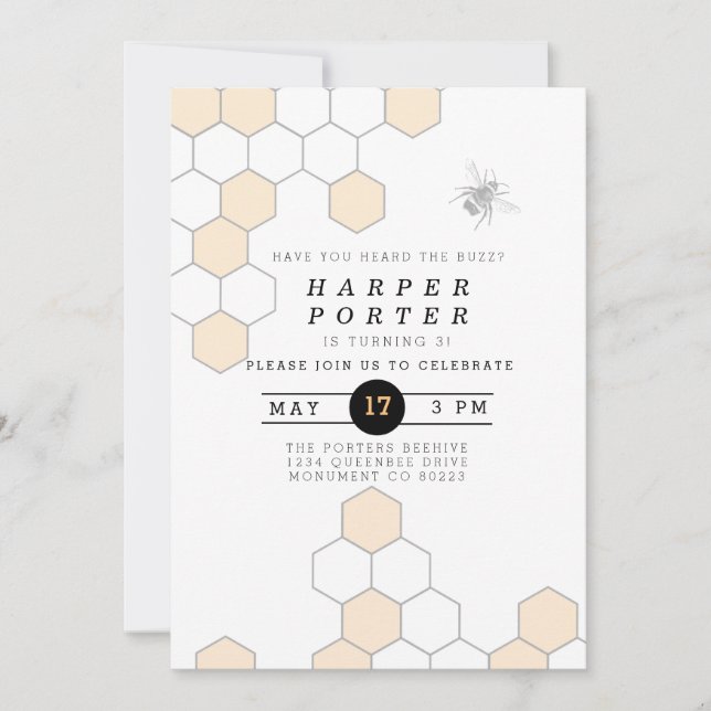 Invitation Peigne moderne | Bumblebee fête d'anniversaire (Devant)