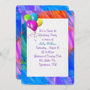 Invitation Peindre cadre Abstrait pour avec ballons d'anniver