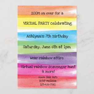 Invitation Peindre Rainbow Anniversaire virtuel