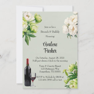 Invitation Peine blanche verte Elégant Brunch & Bubbly