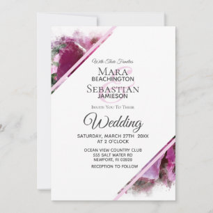 Invitation *~* Peine rose artistique Mariage AR1