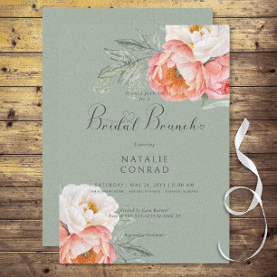 Invitation Peines de pêche vintages sur Sage Green Bridal Bru