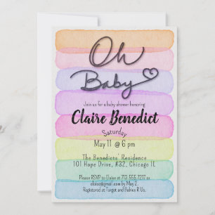 Invitation Peint à la main, aquarelle, baby shower unique