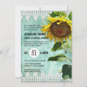 Invitation Peint à la main Tournesol en bois clôture en bois 