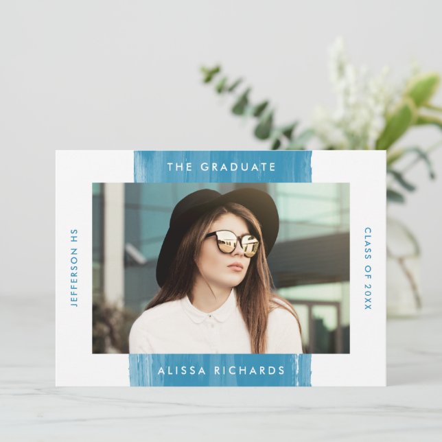 Invitation Peint bleu moderne 2 Photo Party (Debout devant)