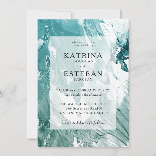 Invitation Peint Emerald Green Mariage moderne (Devant)
