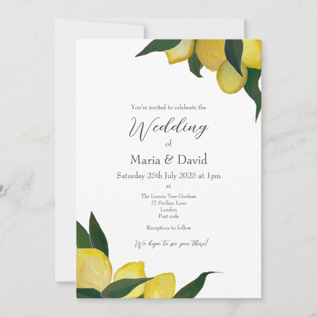 Invitation Peints aux Citrons à l'Huile (Devant)