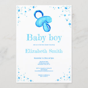 Invitation Peinture à l'eau bleue pacificateur baby shower
