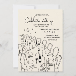 Invitation Peinture à main Fiançailles contemporain