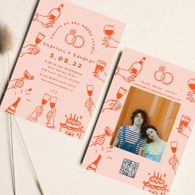 Invitation Peinture à main Mariage d'art contemporain (Créateur téléchargé)