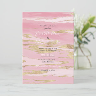 Invitation Peinture Abstraite en marbre rose or