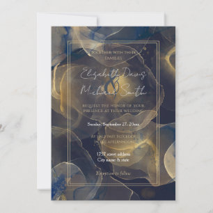 Invitation Peinture Abstraite en or noir Fluide