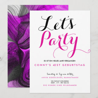 Invitation Peinture abstraite noire violette colorée