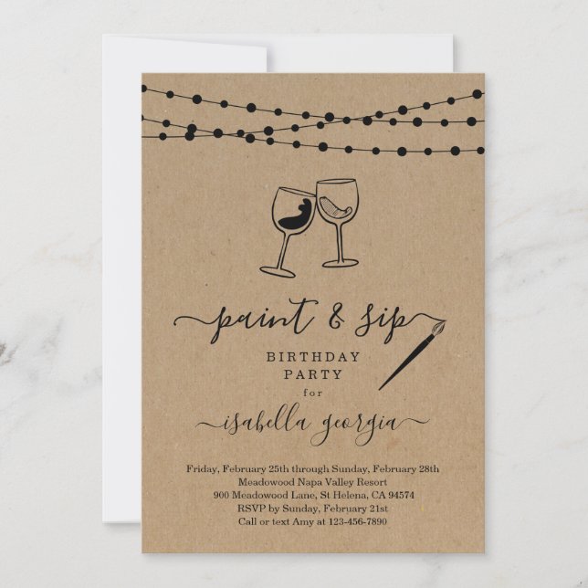 Invitation Peinture & Apéritif d'anniversaire, enterrement de (Devant)