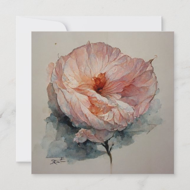 Invitation Peinture aquarelle rose  (Devant)
