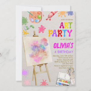 Invitation Peinture Art Party Anniversaire