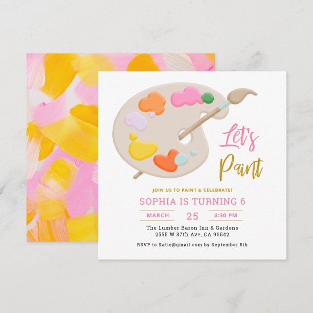 Invitation Peinture Art peinture fête d'anniversaire (Devant / Derrière)