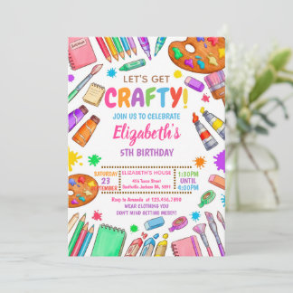 Invitation Peinture artisanale fête d'anniversaire