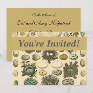 Invitation Peinture artistique de nid d'oeuf d'oiseau vintage