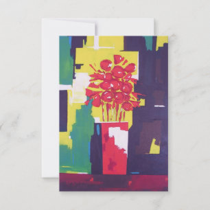 Invitation Peinture Bouquet de fleurs rouges - Vase rouge - M