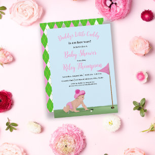Invitation Peinture de bébé fille de golf Douce Caddy Baby Sh