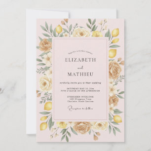 Invitation Peinture de citron jaune pour mariage