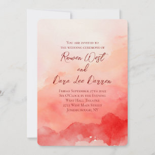 Invitation Peinture de mariage à l'aquarelle ombrée rouge