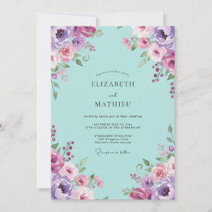 Invitation Peinture de mariage Aqua Orchidée