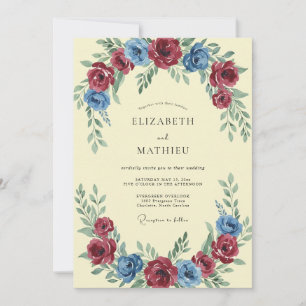 Invitation Peinture de mariage au bleuet écarlate