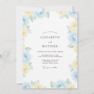 Invitation Peinture de mariage azurée de primevère
