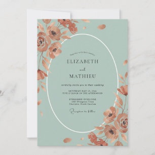 Invitation Peinture de mariage corail écume de mer