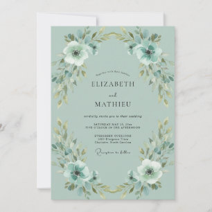 Invitation Peinture de mariage ivoire écume de mer