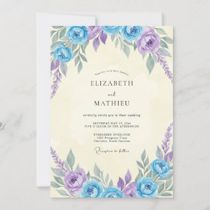 Invitation Peinture de mariage lilas azur
