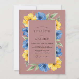 Invitation Peinture de mariage mauve moutarde