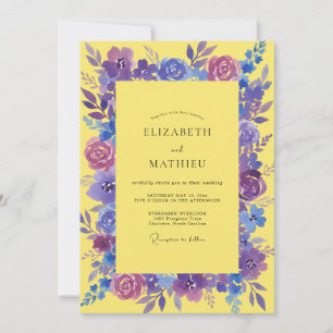 Invitation Peinture de mariage violet jaune