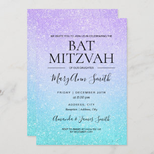 Invitation Peinture de Parties scintillant Faux Bat mitzvah v