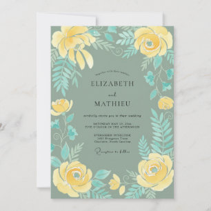 Invitation Peinture Jaune sur Ardoise pour Mariage
