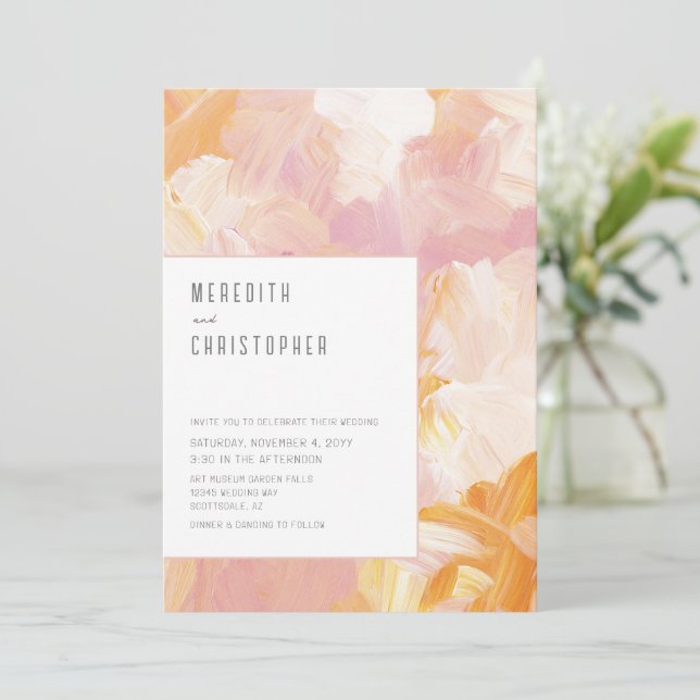 Invitation Peinture moderne Mariage Abstrait (Debout devant)