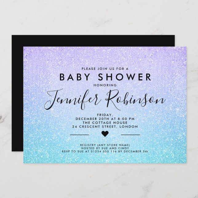 Invitation Peinture pourpre de parties scintillantes de (Devant / Derrière)