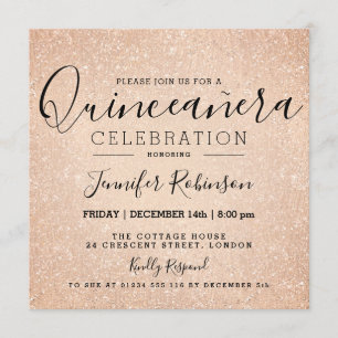 Invitation Peinture rose de parties scintillantes d'or de
