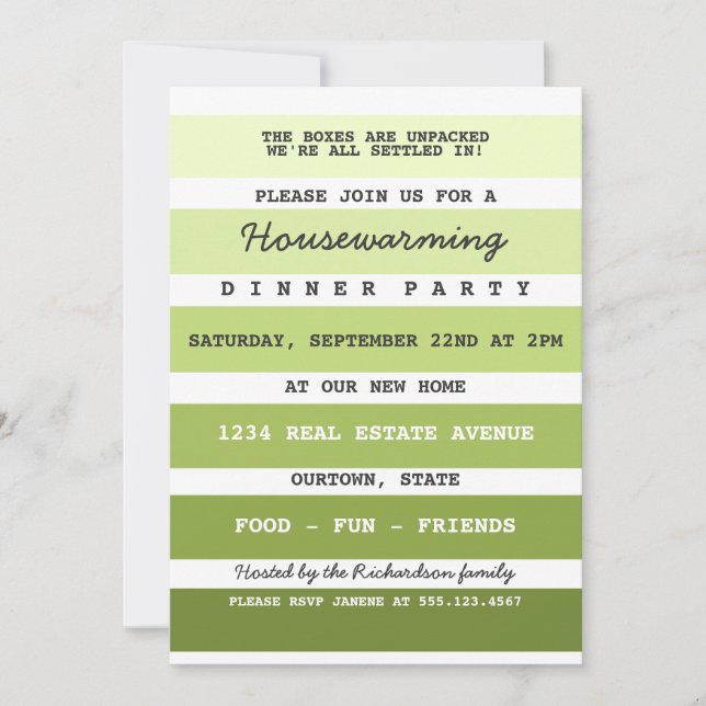 Invitation Peinture verte, échantillon de la partie de chauff (Devant)