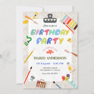 Invitation Peintures colorées outils anniversaire